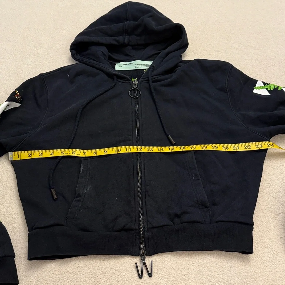 Off-White Black Hoodie with Green Leaf Accents size L - Picture 4 of 15